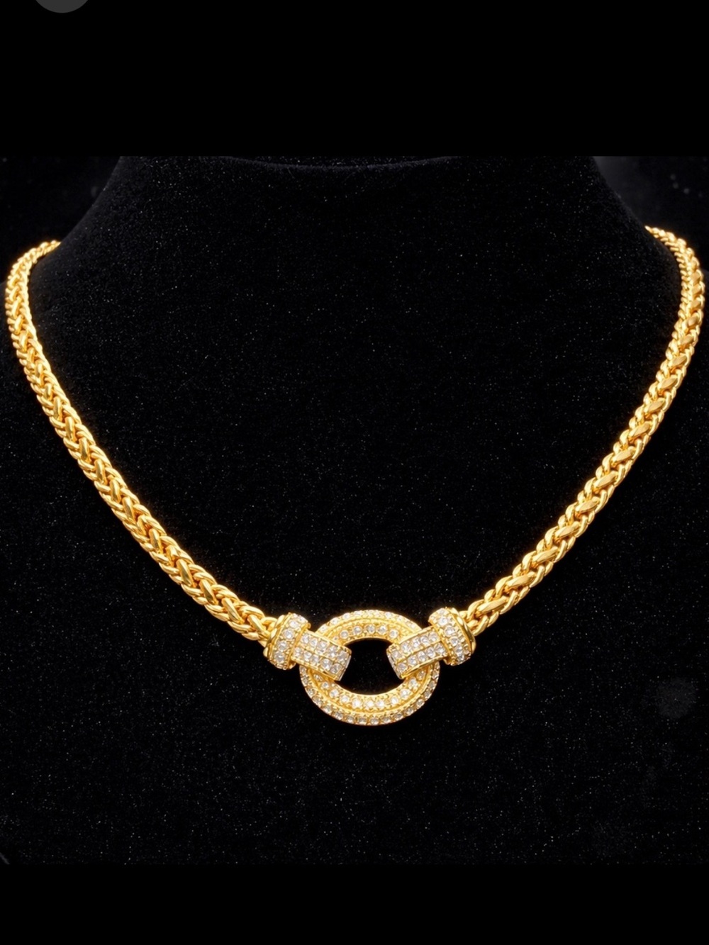 ROAM vintage bling circle pave set Crystal cz gold Link chain statement necklace